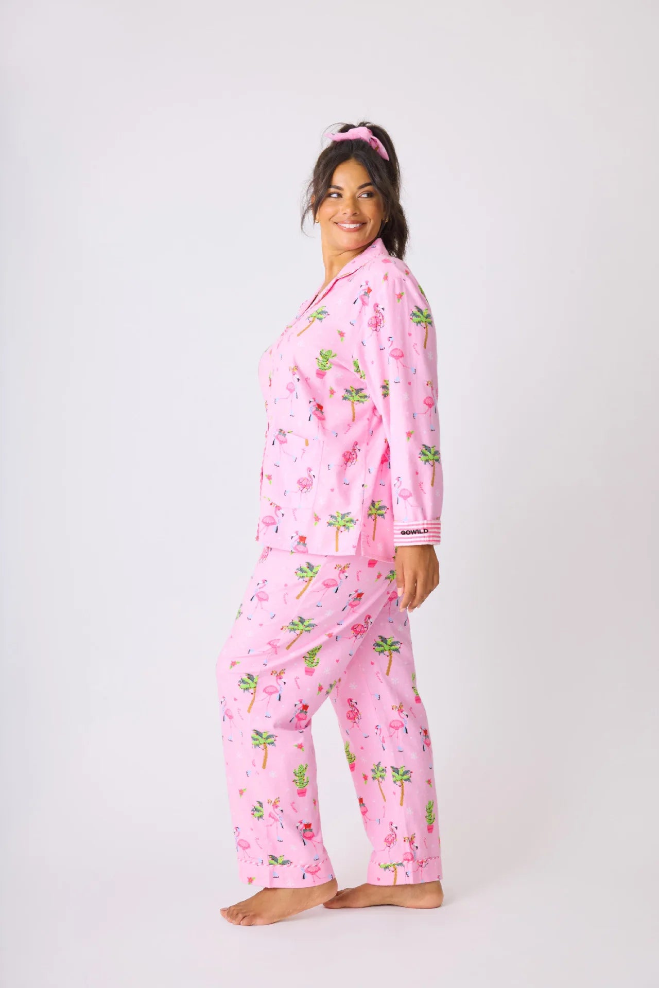 Women's Print Cotton Pajama Set Long Sleeve Autumn Winter Ladies Sleepwear 2 Pcs with Pant Single Breasted Pijama Suit Female