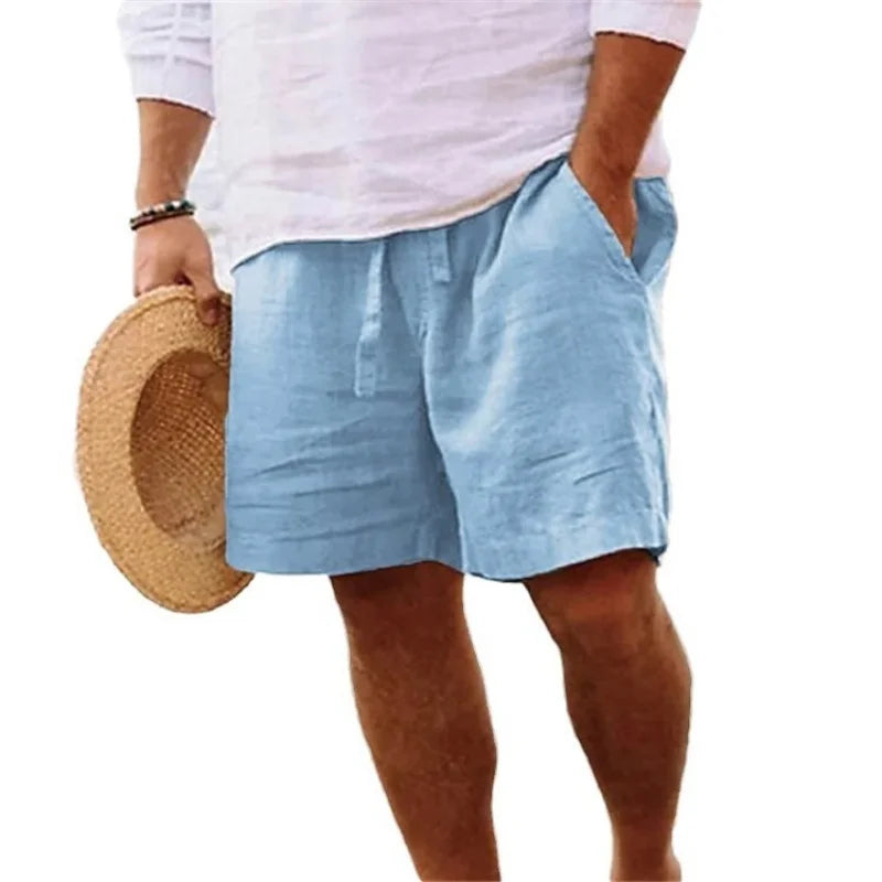 2025 New Summer New Men's Cotton Linen Breathable Shorts Hawaii Beach Pants Male Solid Color Trousers Loose Versatile Streetwear Badiee Stylez
