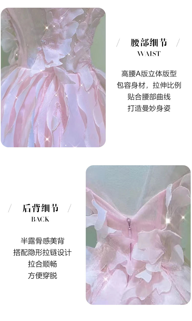 Pink Evening Dress Women's Light Luxury Banquet Toast Birthday Adult Badiee Stylez