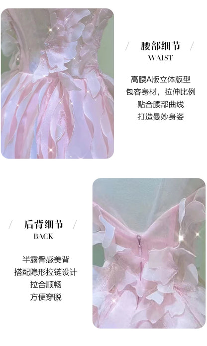 Pink Evening Dress Women's Light Luxury Banquet Toast Birthday Adult Badiee Stylez