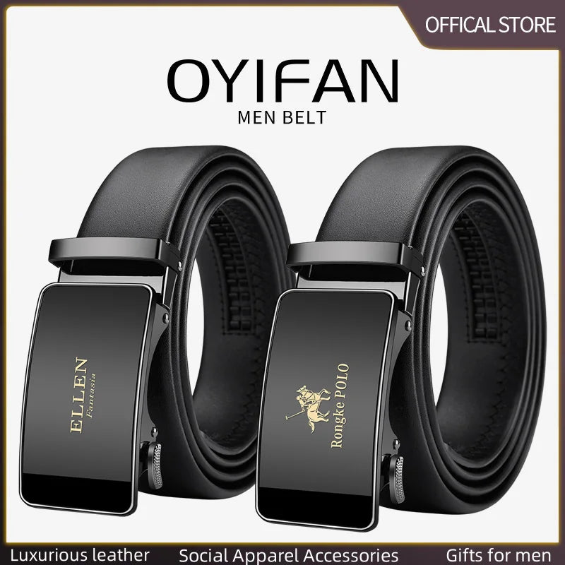 OYIFAN Men Belt Genuine Leather belt for men Alloy buckle ratchet belts Men Designer Belt Automatic belts 벨트 Badiee Stylez