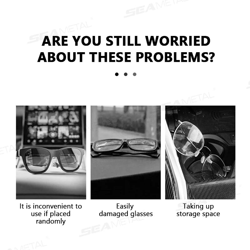 SEAMETAL Car Sunglasses Holder Case Auto Sun Visor Glasses Box Clip Sunglasses Holder Magnetic Fastener Eyeglasses Storage