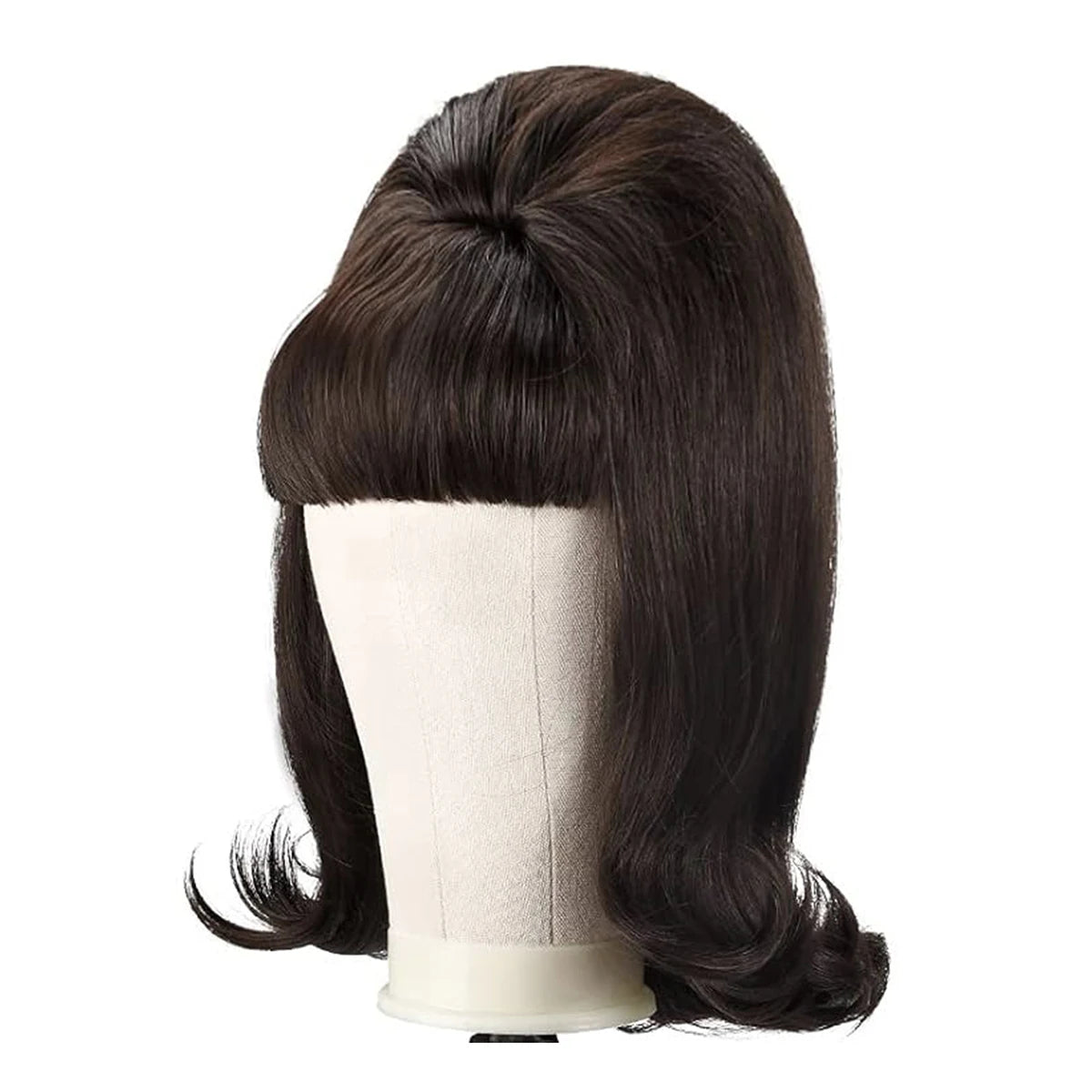 Synthetic A 14-inch black vintage period women's short straight wig with flat bangs is perfect for everyday holiday parties