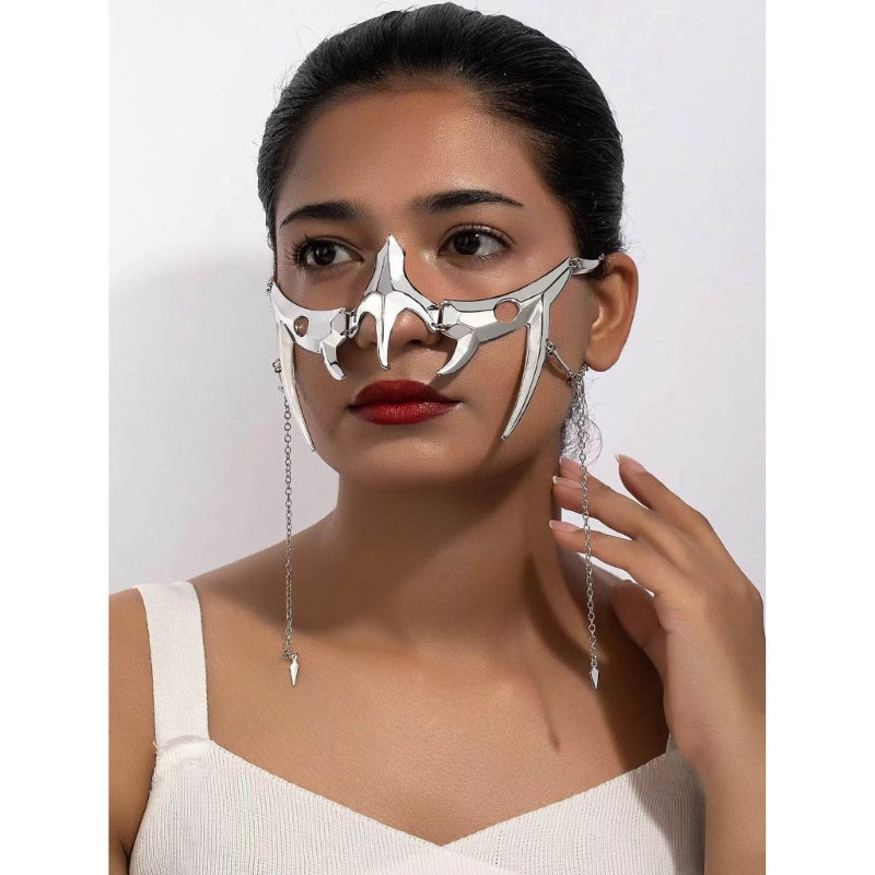 Punk Irregular Mask Gothic Mechanical Alien Fluid Face Accessories Metal Earrings for Women Men Halloween Party Jewelry