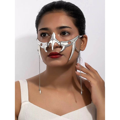 Punk Irregular Mask Gothic Mechanical Alien Fluid Face Accessories Metal Earrings for Women Men Halloween Party Jewelry