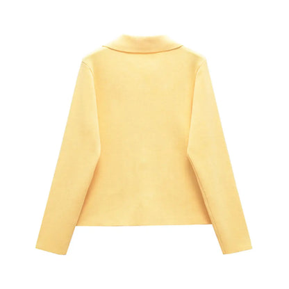 TRZA Women Fashion With Beaded Buttons Knit Cardigan Sweater Long Sleeve Patch Pockets Female Outerwear Chic Tops