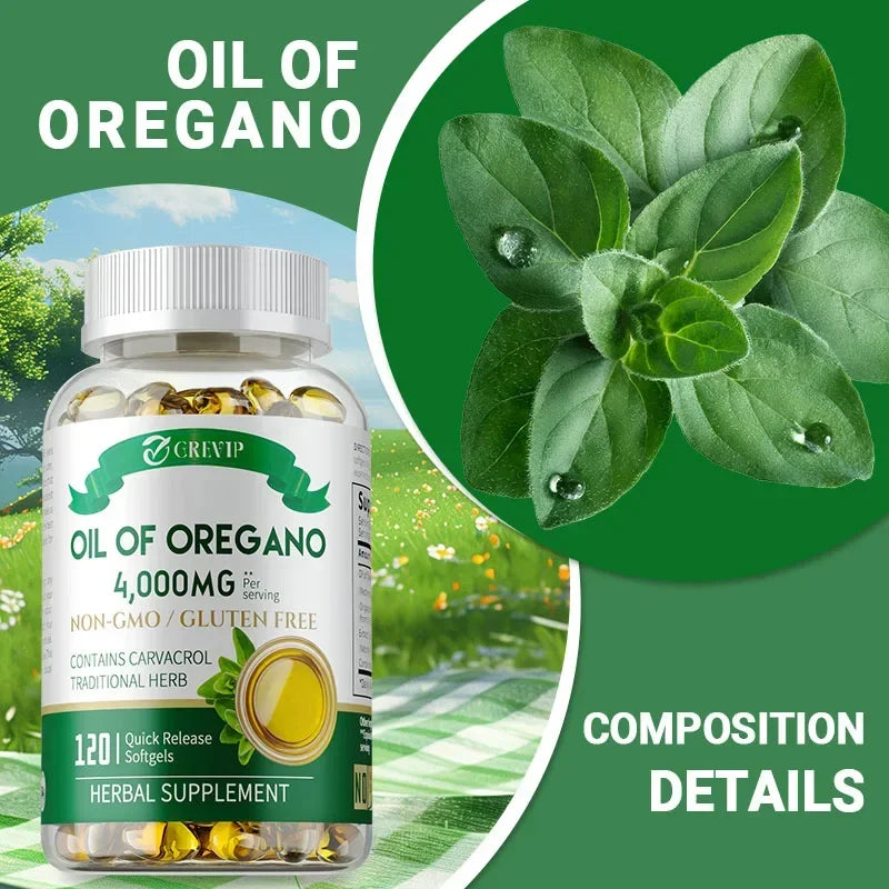 Organic Oregano Oil Capsules - with Black Seed Oil,Promotes Intestinal Digestion, Detoxification, Anti-oxidation