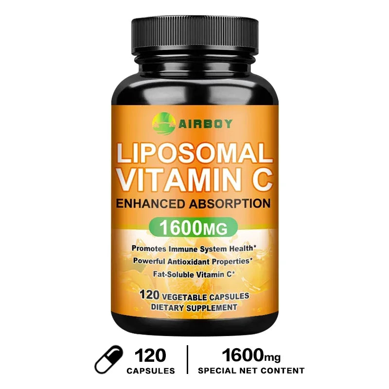 Liposomal Vitamin C 1600mg - Promotes Collagen Production, Immune Support, Powerful Antioxidant 120 Capsules