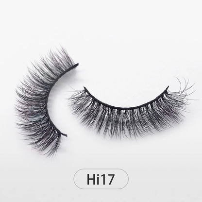 Dropshipping Reuseable Natural Long 12-15mm 3D Faux Mink Lashes Fluffy Volume False Eyelashes Cruelty Free Wispy Makeup Lashes Hi17 15mm CHINA