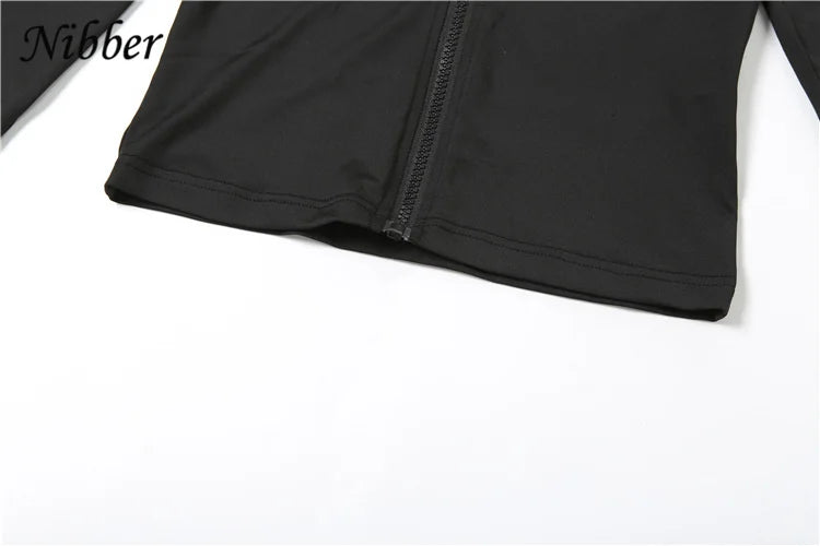 Nibber Sporty Casual 2 Piece Set Women Tracksuit Hooded Zip Crop Tops+Leggings Fitness Soft Stretch Streetwear Activity Suit