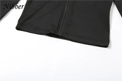 Nibber Sporty Casual 2 Piece Set Women Tracksuit Hooded Zip Crop Tops+Leggings Fitness Soft Stretch Streetwear Activity Suit