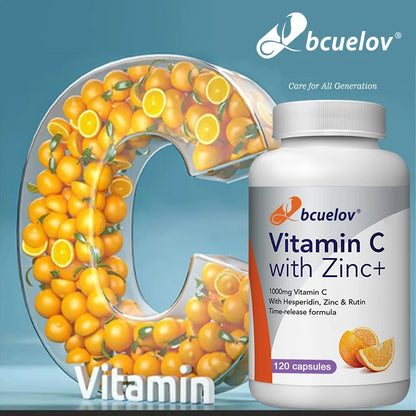 Vitamin C & Zinc Supplement, Excellent Source of Key Immune Health Nutrients, Antioxidant, 1000 mg, Immune Support, 120 Capsules