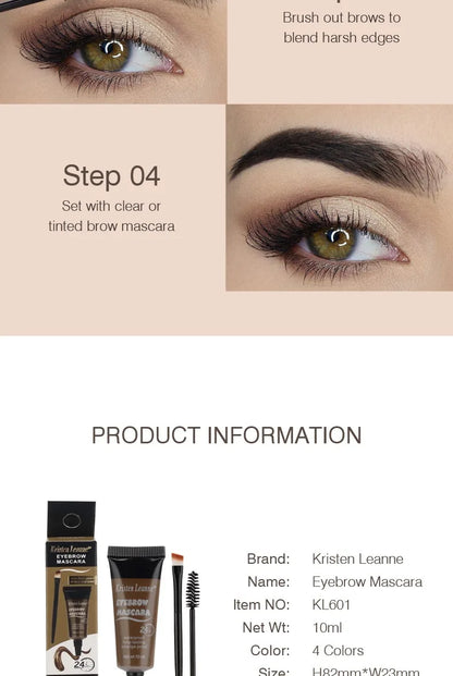 Natural Liquid Dyeing Eyebrow Cream Set Waterproof Shaping Brown Tint Pointed Tube Eyebrow Henna Mascara Paint Brush Makeup Tool