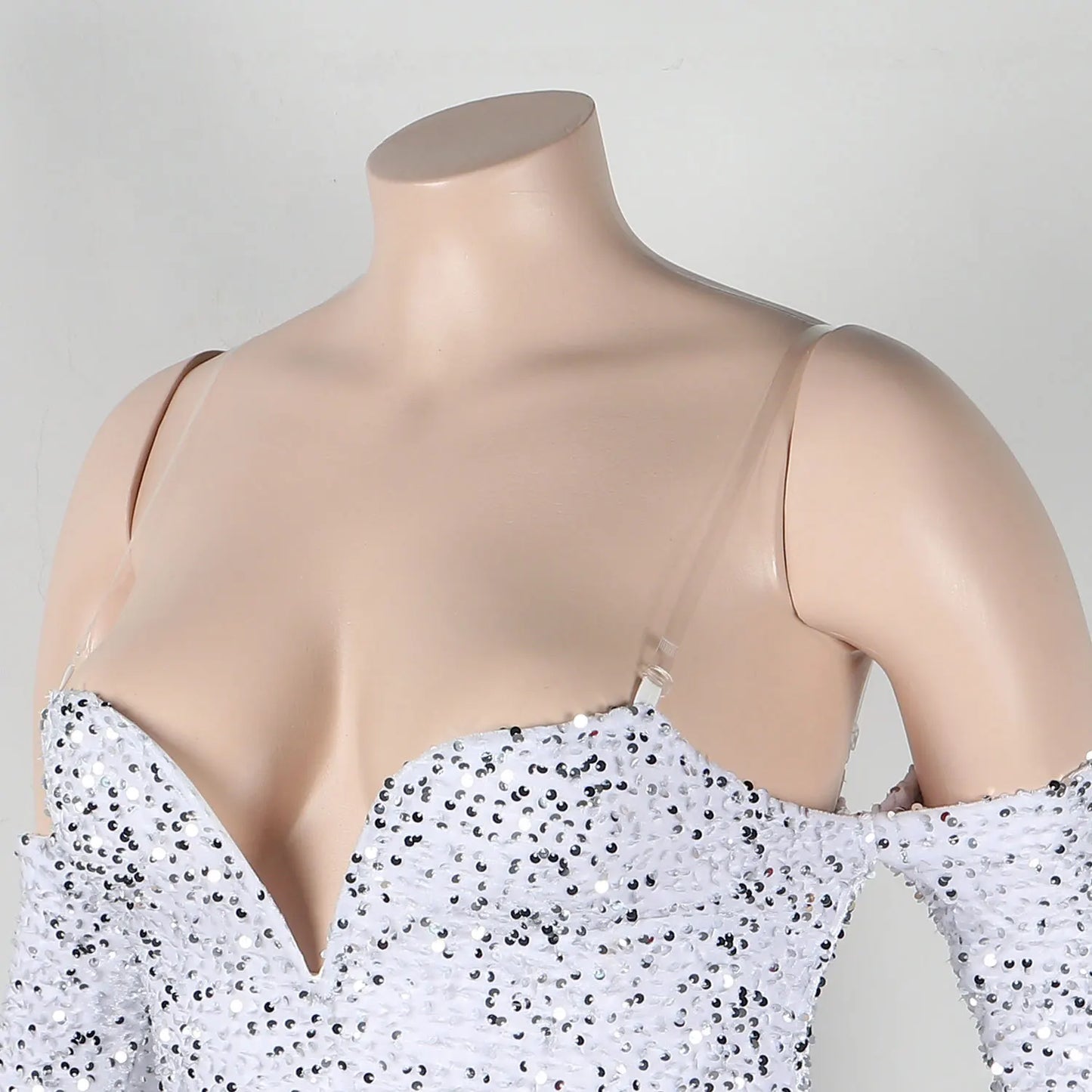 Women's Elegant Sequined Feather Slim Patchwork Bodysuits Spring Summer New Sexy Bodysuits Women Long Sleeve Backless Bodysuits