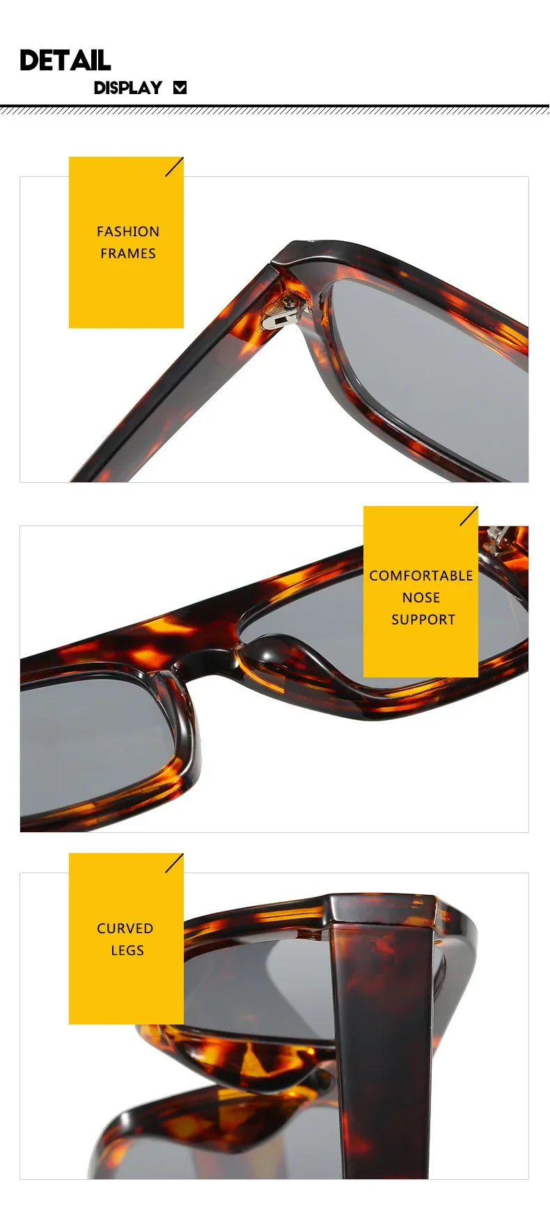 JNPCXI Fashion Square Women Sunglasses Shades UV400 Retro Leopard Tea Candy Color Gradient Men Punk Sun Glasses