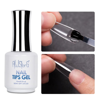 AWStorG15ml 2 IN 1 Crystal Top Coat Transparent Soak Off UV LED Nails Art Manicure Gel Nail Polish Varnishes Primer Function Gel 15ml nail tips gel