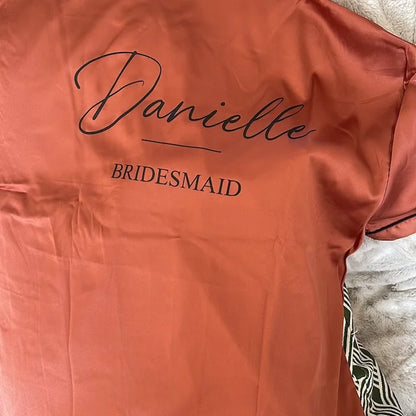 Monogram Bridesmaids Bridal Party Pyjamas Personalized Silky Satin Pajamas Bride and Bridal Squad Silk Satin Wedding Pyjama Set
