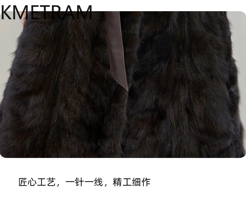 100% Natural Sable Fur Jacket Woman High Quality Long Real Fur Coat with Hood Winter Coats Women Clothing 2025 шуба женская Badiee Stylez
