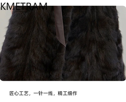 100% Natural Sable Fur Jacket Woman High Quality Long Real Fur Coat with Hood Winter Coats Women Clothing 2025 шуба женская Badiee Stylez