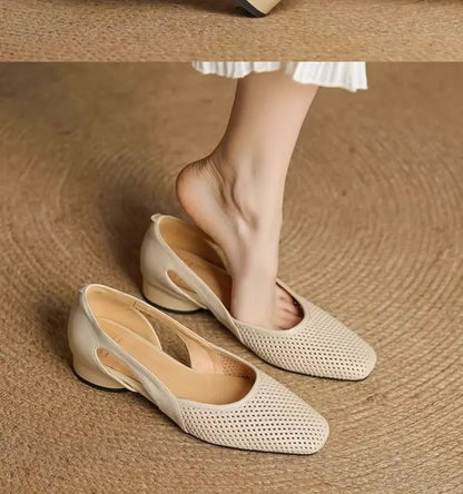 2025 Women's Breathable Knit Slip-On Flats Openwork Mesh Pointed Toe Shoes Lightweight Casual Slippers for Southeast Asia