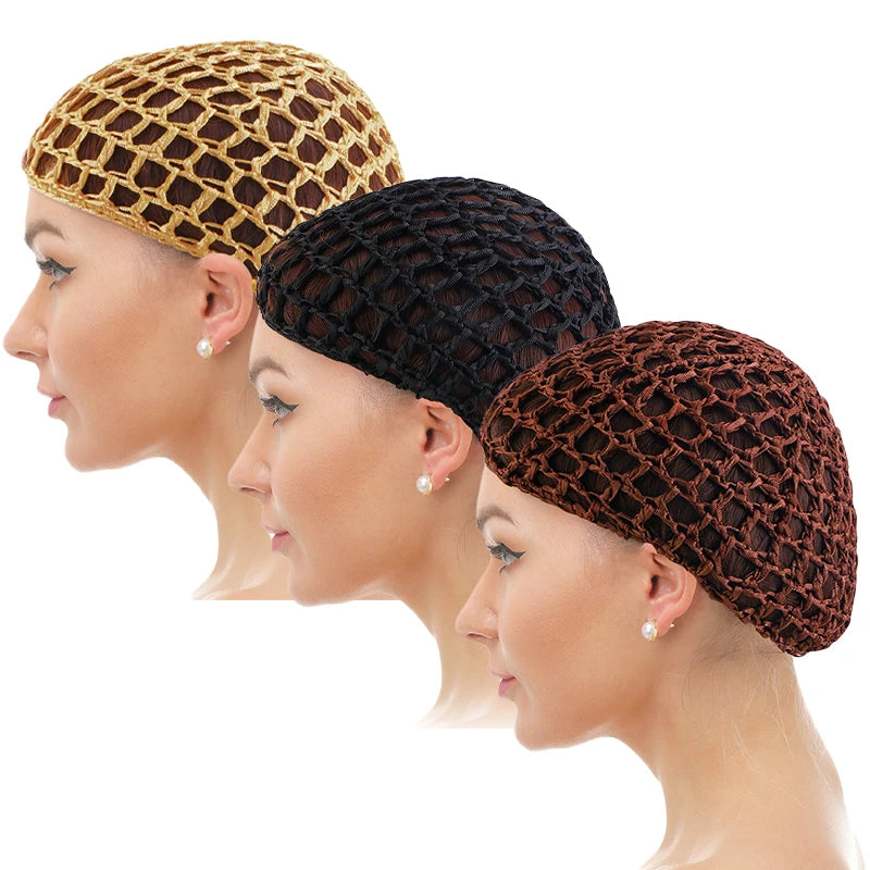 2/3PCS/LOT Hair Net Sleeping Cap Daily Use Breathable Mesh Crochet Hair Net Hair Care Cap Mesh Cap Dome Cap Turban Hat Badiee Stylez