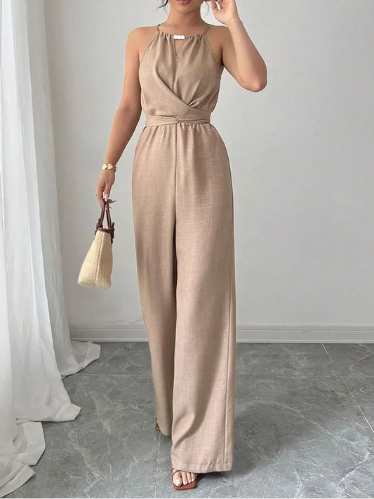 Summer Women's Jumpsuits New Streetwear Fashion Lace-up Casual Slim Folds Rompers Solid Sexy Hollow Out O-Neck Female Clothing Badiee Stylez