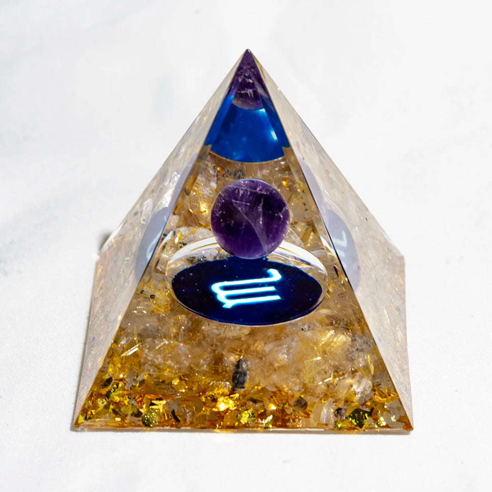 Natural Crystal Energy Generator Pyramid Peridot Amethyst Reiki Healing Chakra Resin Pyramid Egyptian Decor Room Decoration 1pc