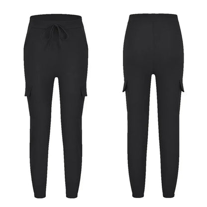 2022 New Solid Jogger Women's Cargo Pants Multi-Pocket Drawstring Elastic Waist Women Sports Pants Streetwear Casual Long Pant Badiee Stylez