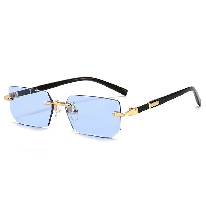 Rimless Sunglasses Rectangle Fashion Popular Women Men Shades Small Square Sun Glasses For Female male Summer Traveling Oculos 8