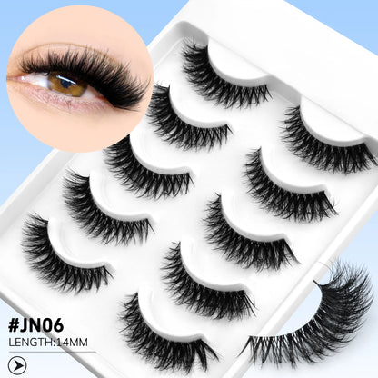 GROINNEYA Cat Eye Lashes Natural Fluffy False Lashes With Winged Ends For Extended Natural Look Soft Clear Stem Lashes Makeup JN06