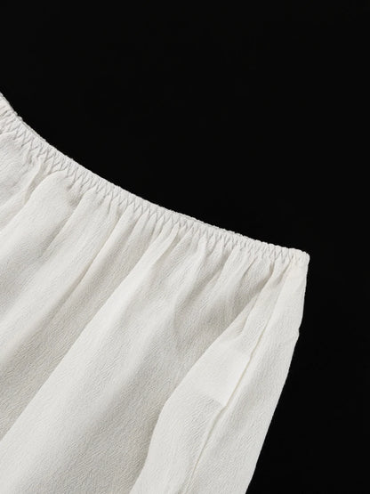 Marthaqiqi Casual Women Nightgowns Set V-Neck Sleepwear Long Sleeve Robe Underwear Shorts White Loose Ladies Pajama 3 Piece Suit