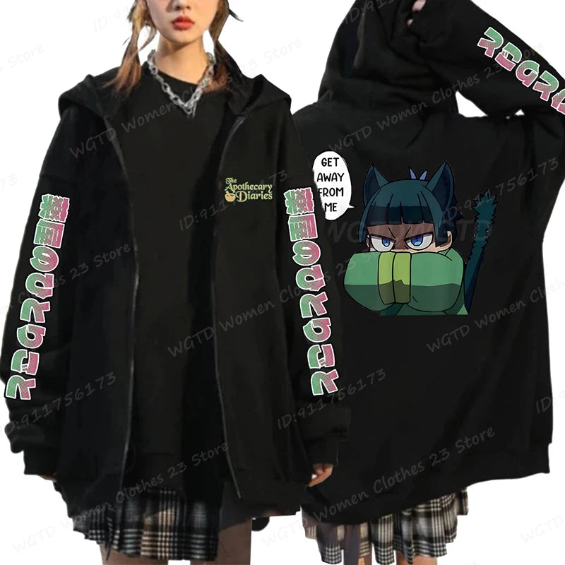 Funny The Apothecary Diaries Print Hoodies Men Women Casual Harajuku Zipper Hooded Pullovers Coat Anime Streetwear Sweatshirt BK1