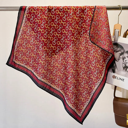 Fashion 70cm Cotton Square Scarf Women Floral Print Design Bandanas Lady Scarves Headband Accessories Handkerchief Hair QME186-02 65x65cm