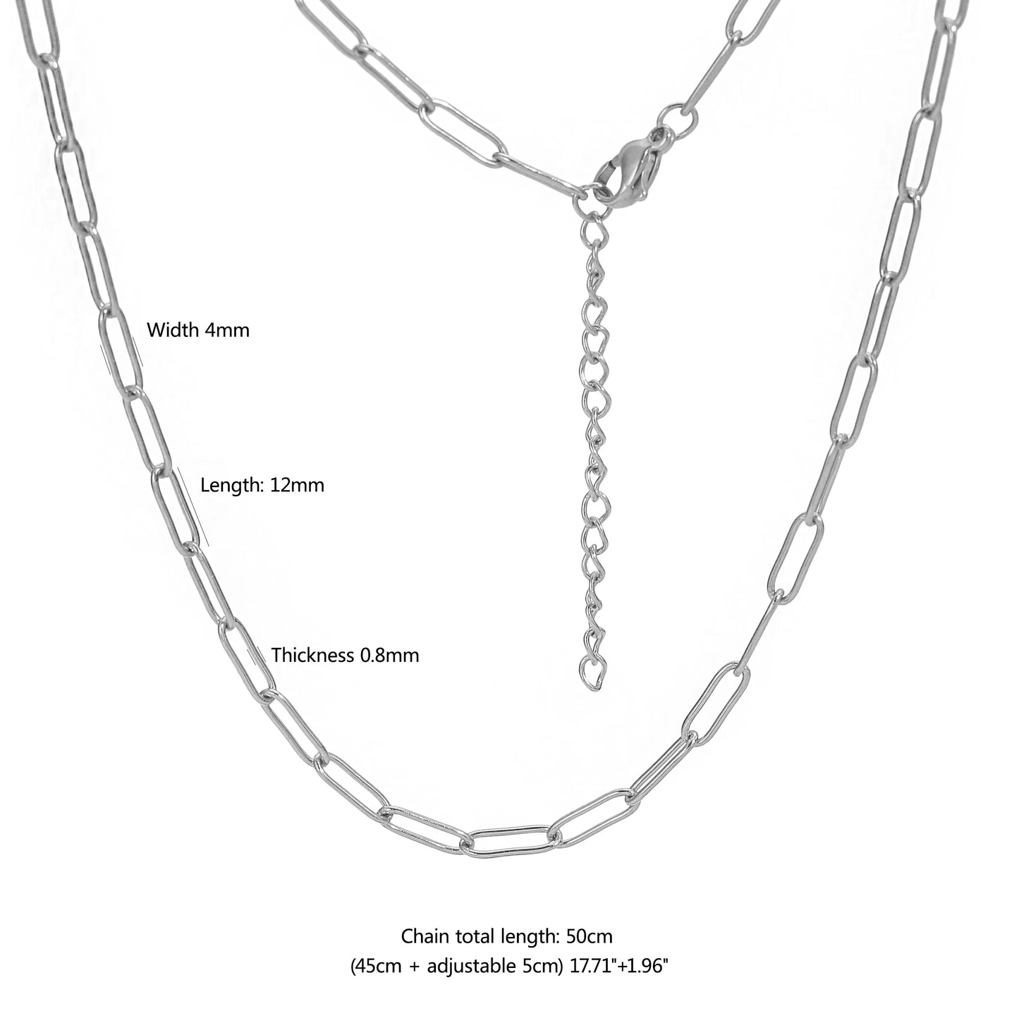 5pcs 45+5cm plated Gold Stainless Steel Link Chains Oval Bulk Necklaces Jewelry Adjustable Chains Wholesale Chokers DIY Crafts Badiee Stylez