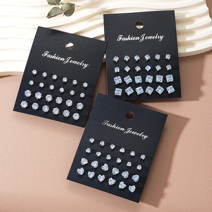 36 Pcs Simple Shiny Rhinestone Stud Earrings Set for Women Fashion Crystal Zircon Pearl Earring New Jewelry Accessories Gifts Badiee Stylez