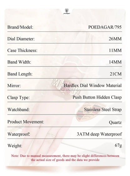 POEDAGAR Diamond Luxury Watch For Woman High Quality Waterproof Date Ladies Quartz Watch Stainless Steel Women Watches Reloj+Box