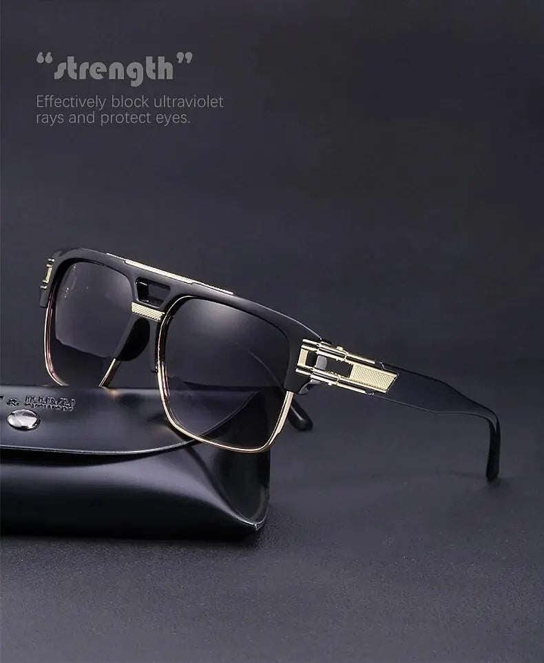 European And American Fashion Sunglasses Transparent Frame Glasses Cross Border Men And Women Retro Square Frame Sunshade Mirror