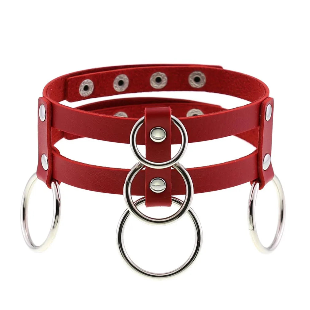 DIEZI Men Harajuku Red PU Leather Necklace Choker Women Ladies Punk Gothic Vintage Statement Collar Pendant Necklace New Jewelry