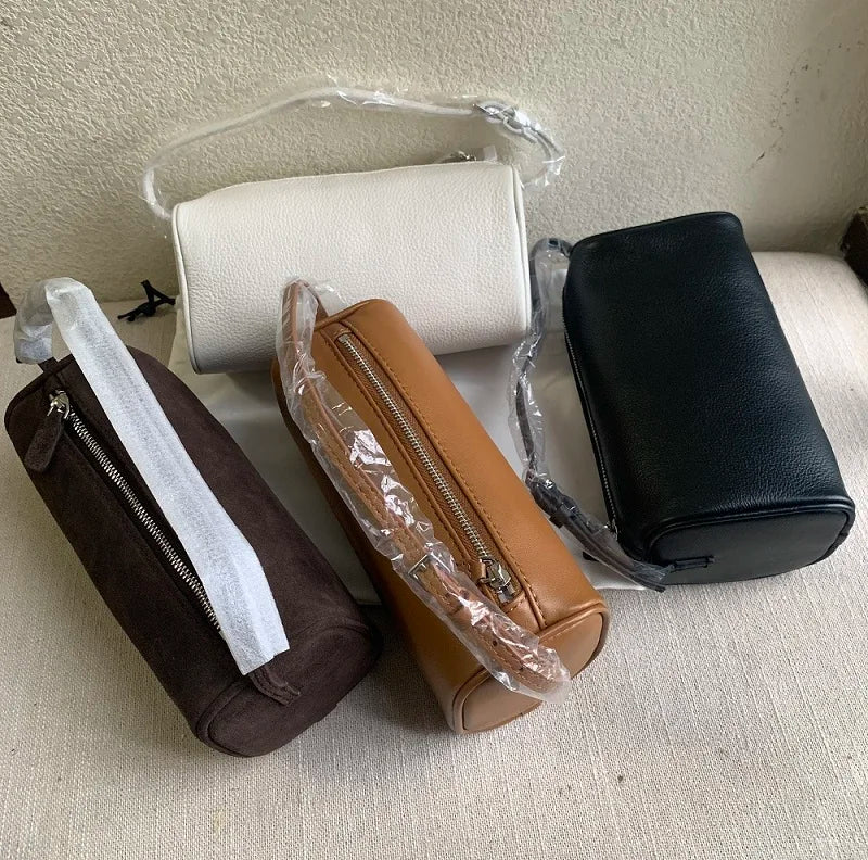 VIELINE Women's Pencil Bag Pillow Bag Genuine Leather Underarm Hobo Bag Day Clutches Ladies Simple Design Mini Purse