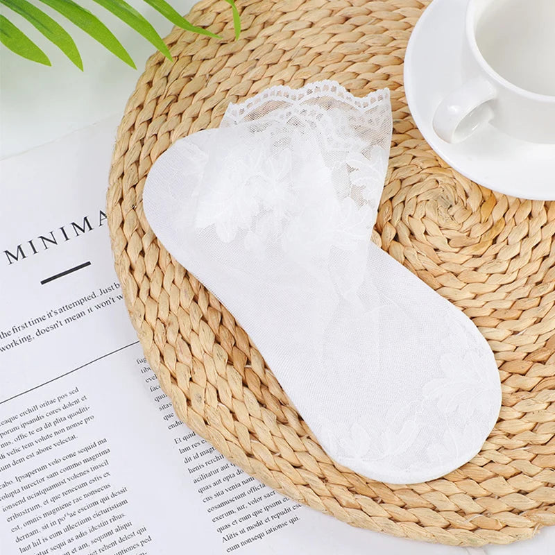 5 Pairs/Lot Socks women's Lace Transparent Lolita Invisible Summer Thin Non-slip Short Ankle Black Low Cut Boat Sock white 5 pairs 5 pairs