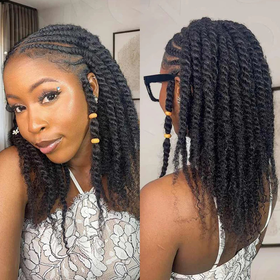 Afro Kinky Bulk Human Hair Extensions QVR US Local Shipping Natural Black/Brown Lightweight For Braiding Styling Everyday Wear