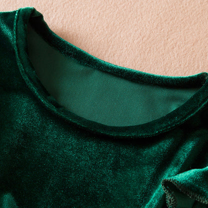 2025 Red Christmas Dress for Baby Girls Winter Long Sleeve Mesh Dresses for 3-8Yrs Kid Star Sequin Birthday Party Princess Dress