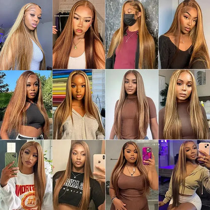 Hd Highlight Straight 13x4 Lace Front Wigs Human Hair Preplucked 360 Full Lace Wig Honey Blonde Colored 13x6 Lace Frontal Wigs