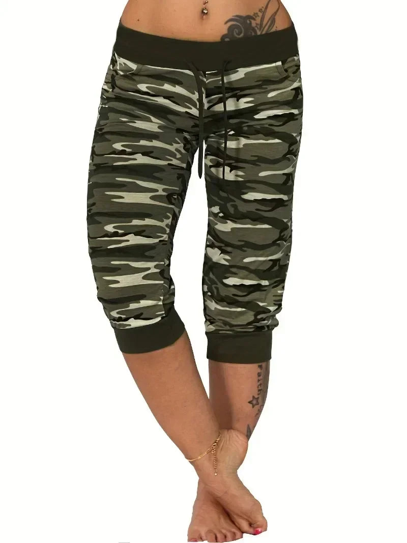 Plus Size 1XL-5XL Women's Casual Cargo Pants Women Yoga Workout Cropped Trousers Stretch Waist Athletic Fitness Sweatpants green