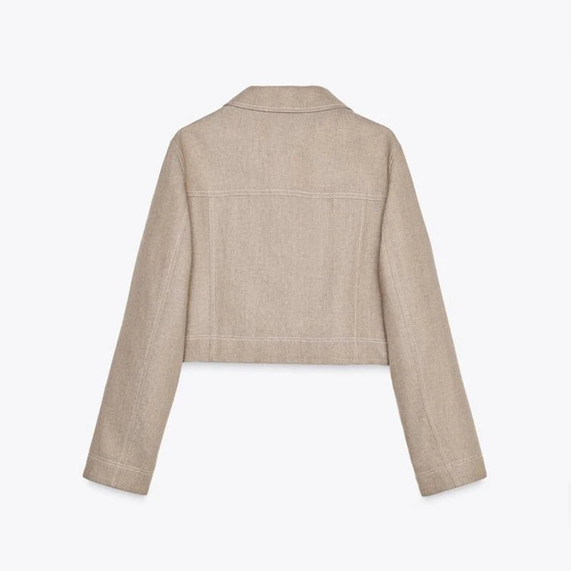 Fashion Short Jackets Pants Sets Women Lapel Zipper Long Sleeve Coats Pleated Straight Pant 2025 Spring Summer Lady Office Suits