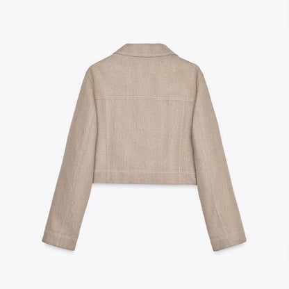 Fashion Short Jackets Pants Sets Women Lapel Zipper Long Sleeve Coats Pleated Straight Pant 2025 Spring Summer Lady Office Suits