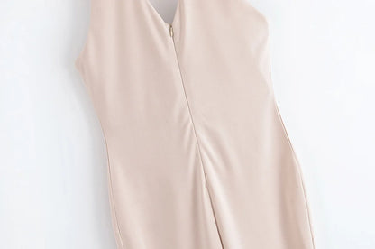 Women's tight jumpsuit summer new style beige backless slim flared pants sexy backless design fashionable personality Badiee Stylez