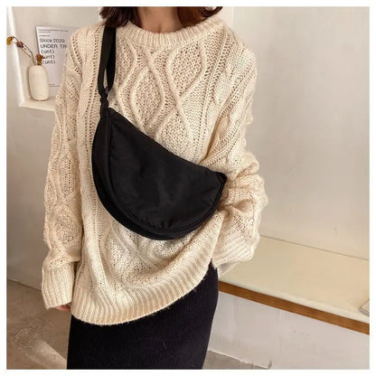 Women Crossbody Bag Casual Nylon Half Moon Shoulder Bags Large Capacity Lightweight Travel Women's Bag