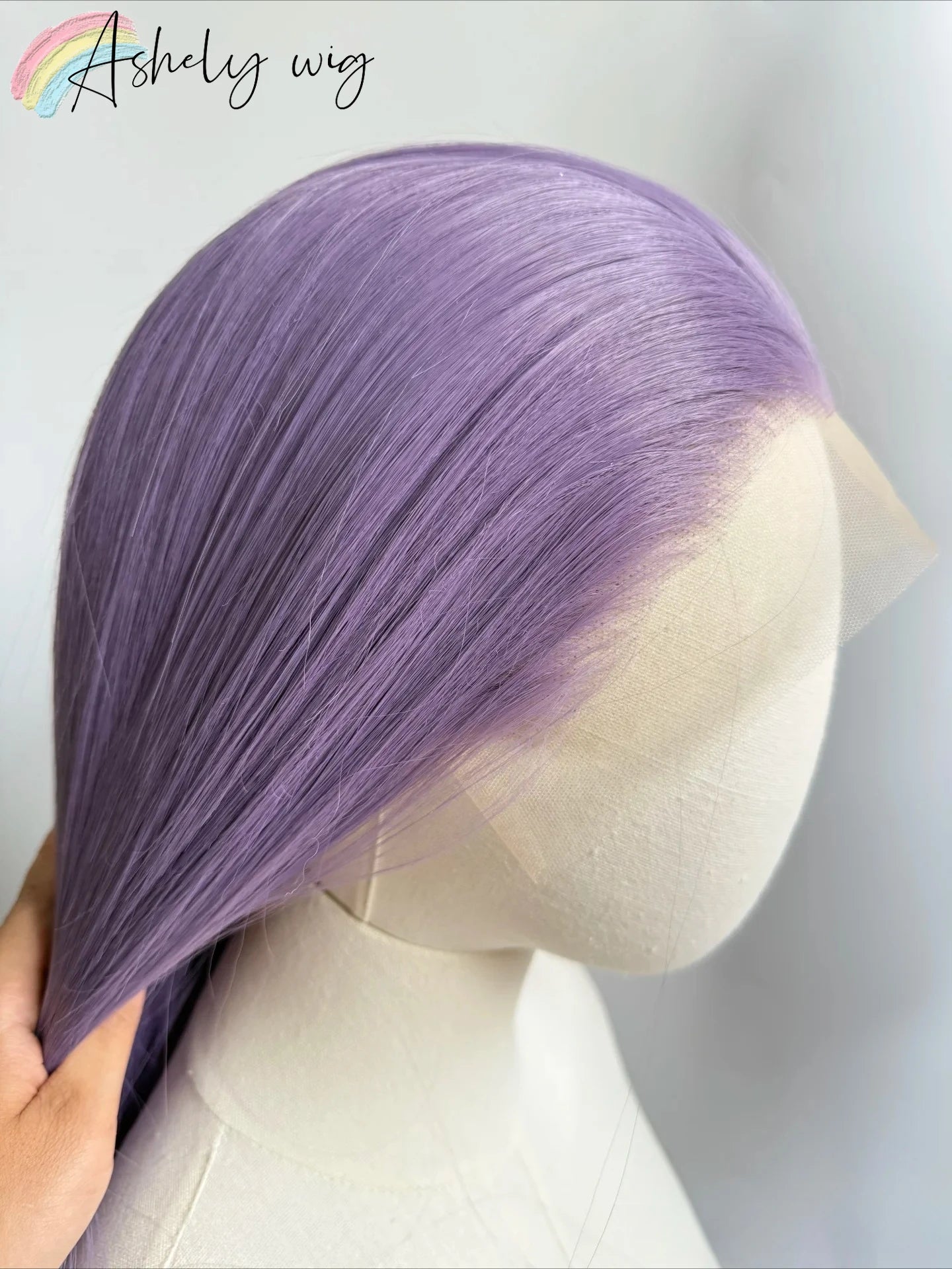 Ashely Light Purple Wig Special Grey-purple Lace Front Wigs 26inch long straight 13*4 Synthetic Lace Wigs for Cosplay Daily Use