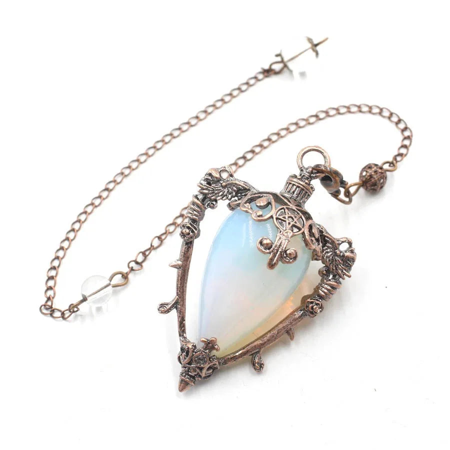 Healing Natural Stone Crystal Pendulums for Divination Black Obsidian Pendant Quartz Pendulum Dowsing Spiritual Pendulos X202 Opal 2